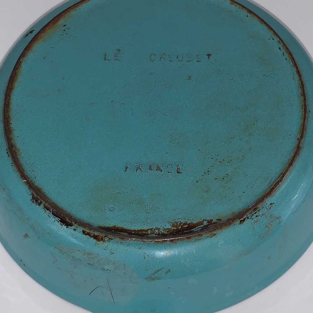 Le Creuset Paris Vintage Turquoise Blue 6 1/2 inch Cast Iron Enameled Skillet - Picture 4 of 4